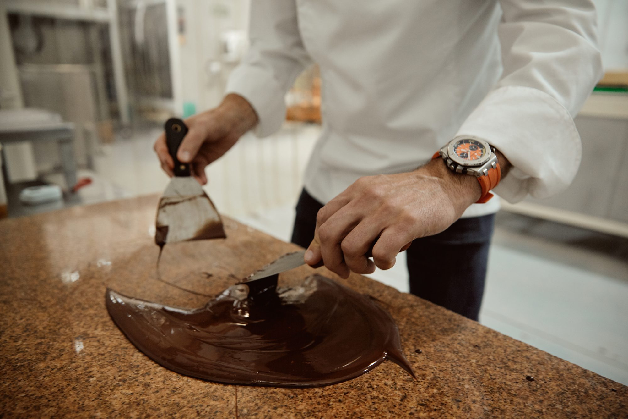 Chocolat sur le marbre